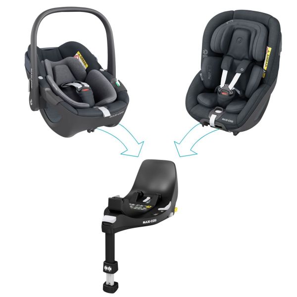 Poussette duo Oxford + siège auto Pebble 360 Essential Graphite + Base FamilyFix 360