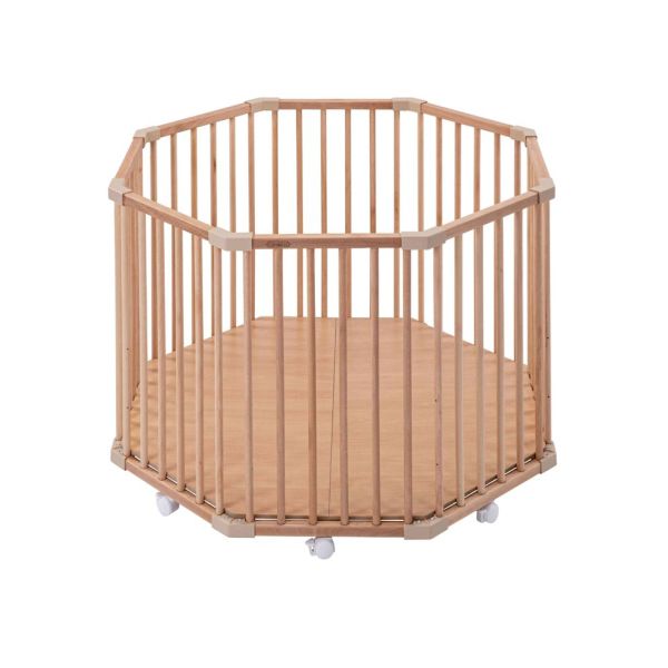 Parc octogonal bébé en bois Basile Vernis naturel