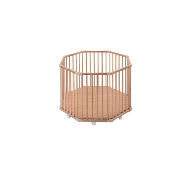 Parc octogonal bébé en bois Basile Vernis naturel