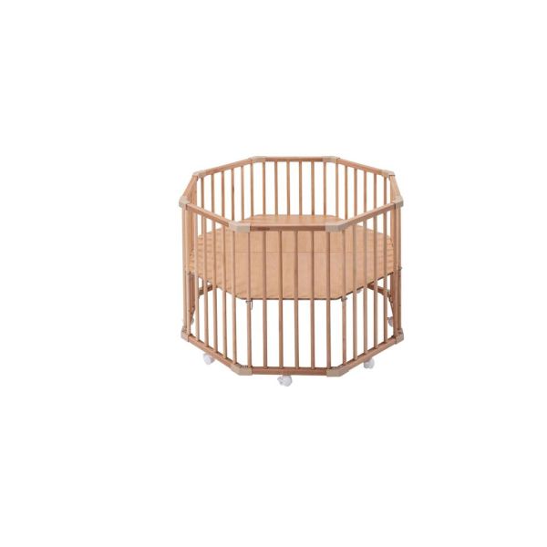 Parc octogonal bébé en bois Basile Vernis naturel