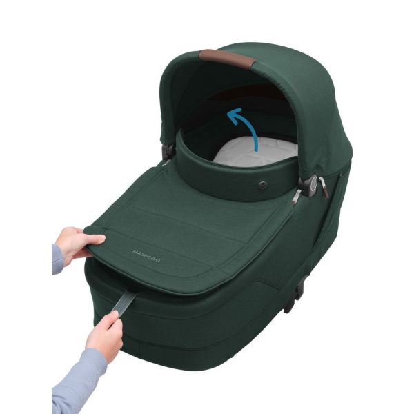 Poussette trio Oxford + siège auto Pebble 360 + nacelle Sense Twillic Green + base FamilyFix 360