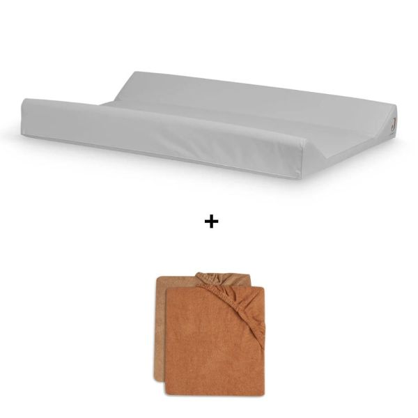 Pack matelas à langer 50 x 70 cm avec 2 housses éponge Caramel et Biscuit