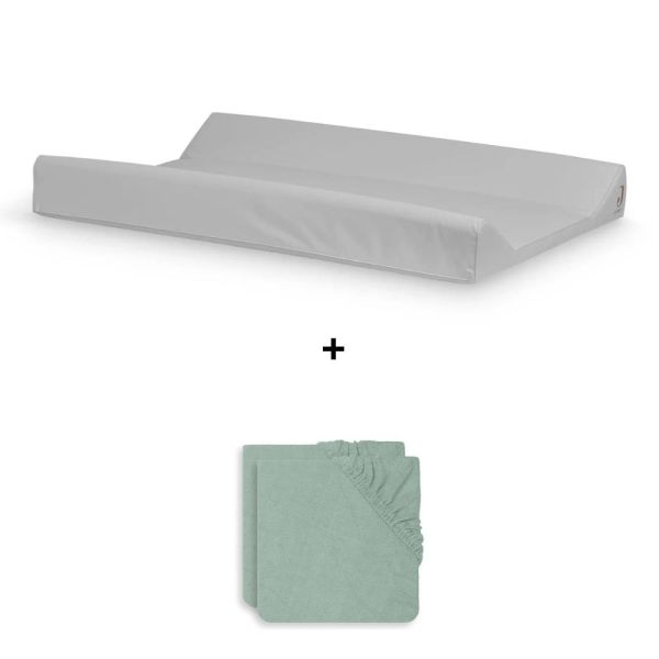 Pack matelas à langer 50 x 70 cm avec 2 housses éponge Ash Green