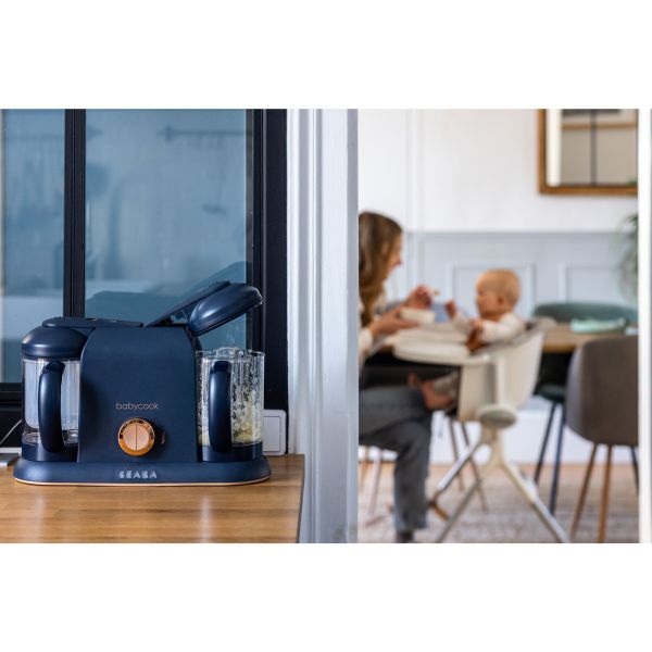 Pack robot cuiseur bébé Babycook Duo Night Blue + 4 portions verre 250 ml