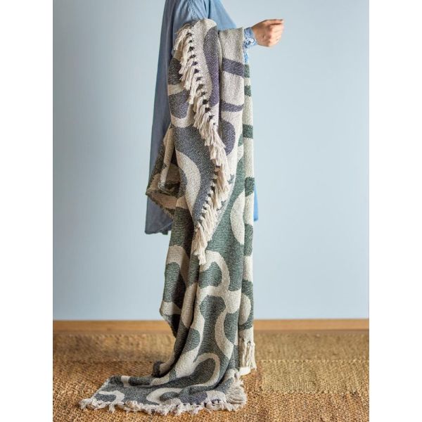 Plaid en coton recyclé Salobre Noir 160x130 cm