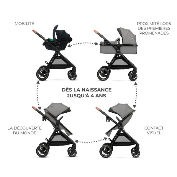 Poussette trio Esme Pro 3 en 1 Gris