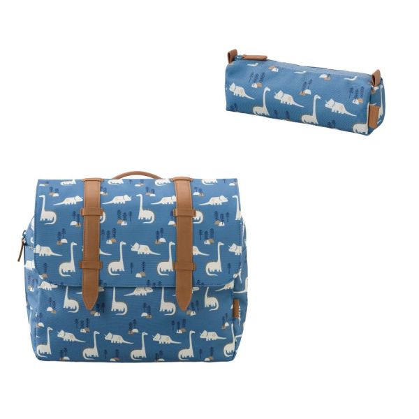 Cartable enfant et trousse assortie - Dino