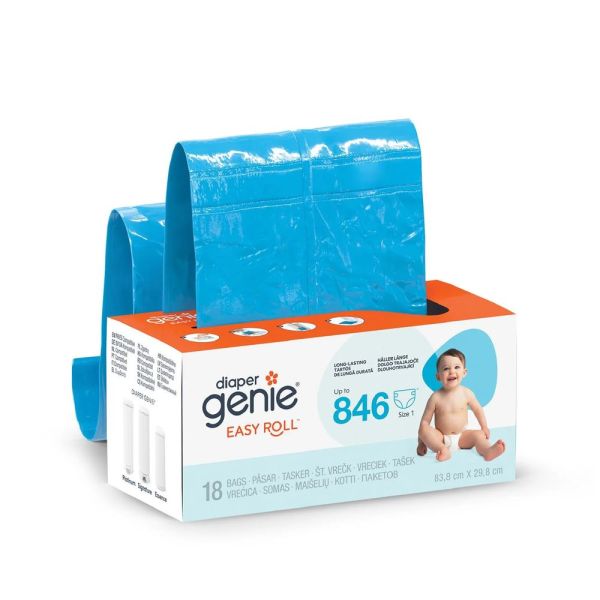 Recharge Easy roll 18 sacs compatible avec la poubelle Diaper Genie Platinum