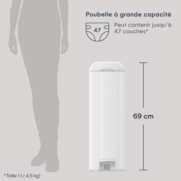 Poubelle à couches Platinum verte avec 1 recharge Easy Roll