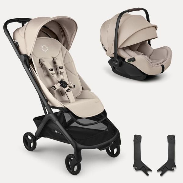 Pack duo poussette Butterfly 2 Taupe + siège auto otter by Nuna Taupe et adaptateurs