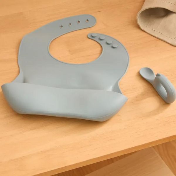 Set bavoir et cuillère Yum - Bleu