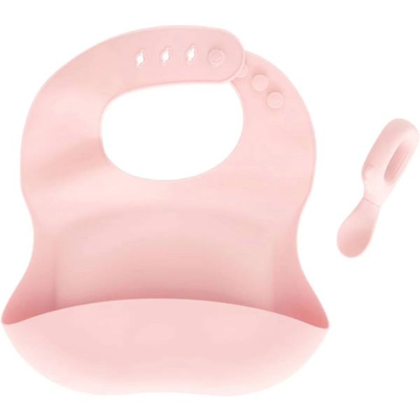 Set bavoir et cuillère Yum - Rose