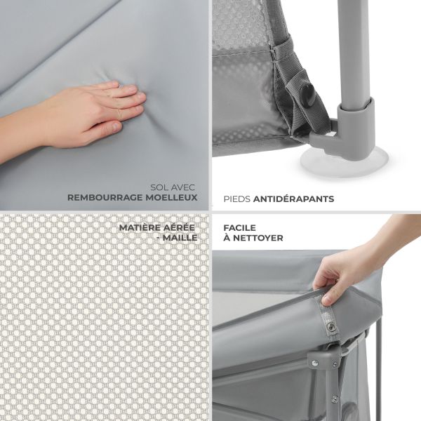 Parc bébé pliable Ziki Gris