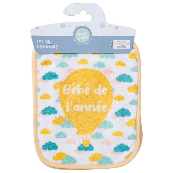Lot de 5 bavoirs naissance Love family
