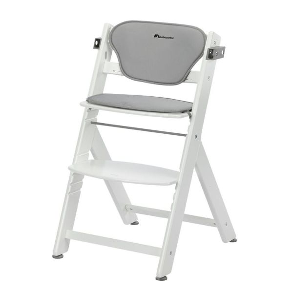 Chaise haute évolutive 2-en-1 Timba ² blanc avec coussin gris + transat Tinted Graphite