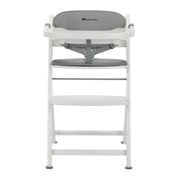 Chaise haute évolutive 2-en-1 Timba ² blanc avec coussin gris + transat Tinted Graphite