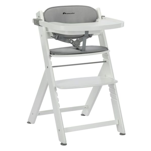 Chaise haute évolutive 2-en-1 Timba ² blanc avec coussin gris + transat Tinted Graphite