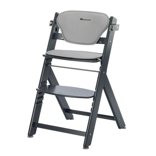 Chaise haute évolutive 2-en-1 Timba ² avec coussin Mineral Graphite  + transat Tinted Graphite