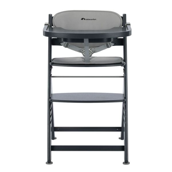 Chaise haute évolutive 2-en-1 Timba ² avec coussin Mineral Graphite  + transat Tinted Graphite