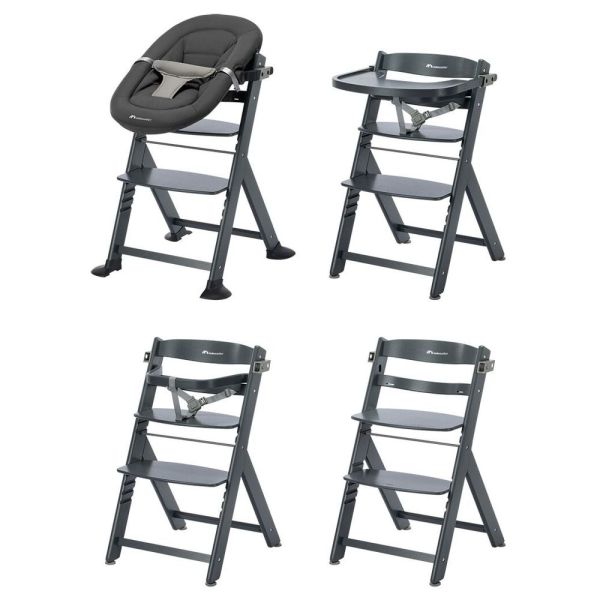 Chaise haute évolutive 2-en-1 Timba ² Warm Gray + transat Tinted Graphite