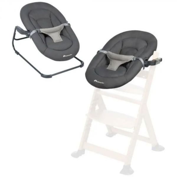 Chaise haute évolutive 2-en-1 Timba ² White + transat Tinted Graphite