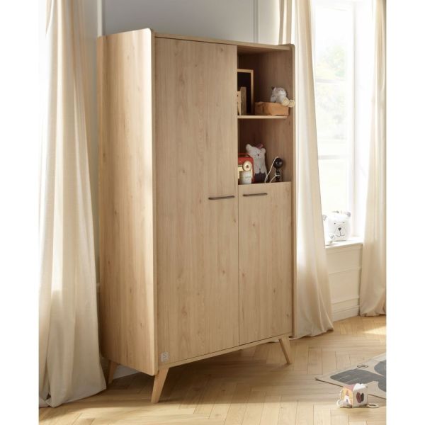 Chambre Duo Lit évolutif bébé combiné 60x120 cm en 90x190 cm + Armoire Arty