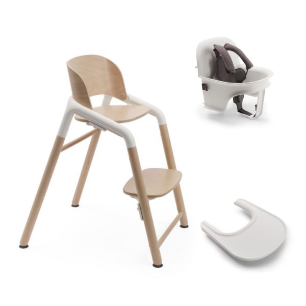 Pack Chaise haute Neutre/blanc + siège bébé et tablette