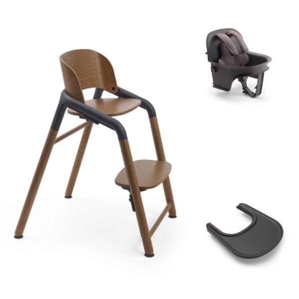 Pack Chaise haute chaud/gris + siège bébé gris et tablette