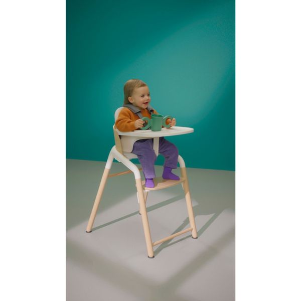 Pack chaise haute neutre/blanc avec Transat  Blanc polaire + Kit Baby et tablette