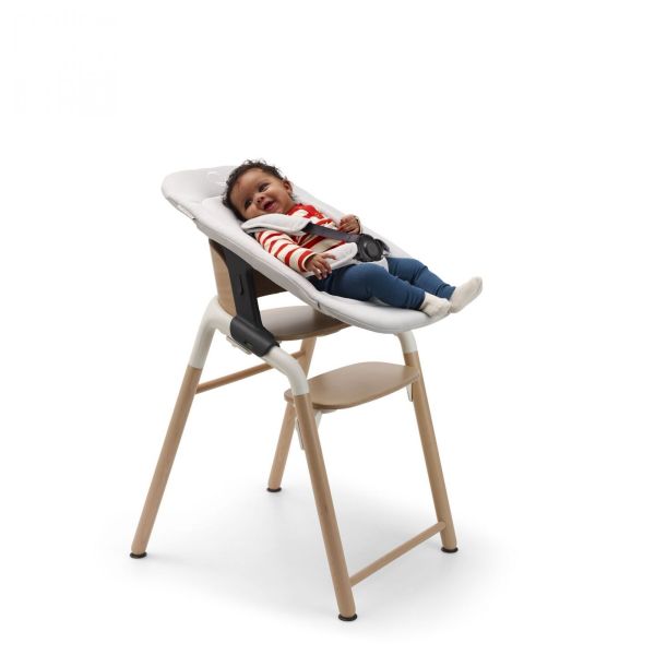 Pack chaise haute neutre/blanc avec Transat  Blanc polaire + Kit Baby et tablette