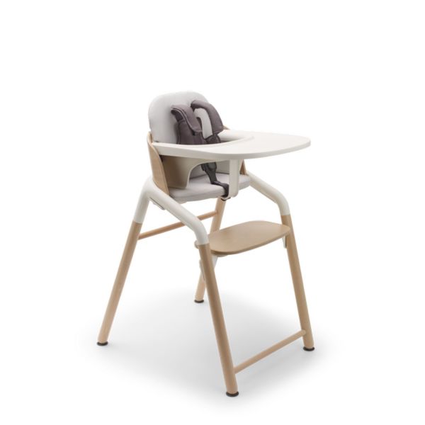 Pack chaise haute neutre/blanc avec Transat  Blanc polaire + Kit Baby et tablette