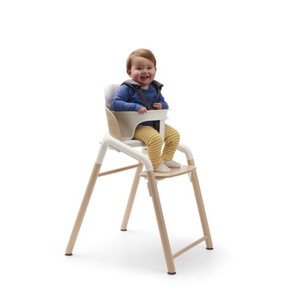 Pack chaise haute neutre/blanc avec Transat  Blanc polaire + Kit Baby et tablette
