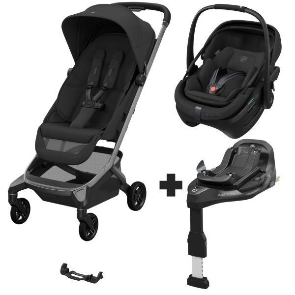 Poussette trio Fame Cabin + Siège auto Coral Slide Pro + base Slide Pro Onyx Black