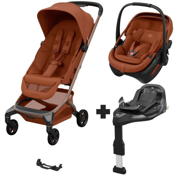 Poussette trio Fame Cabin + Siège auto Coral Slide Pro + base Slide Pro Terra