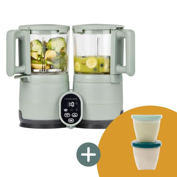 Robot cuiseur bébé Nutribaby Glass Celadon Green avec 2 Babybols 250 ml