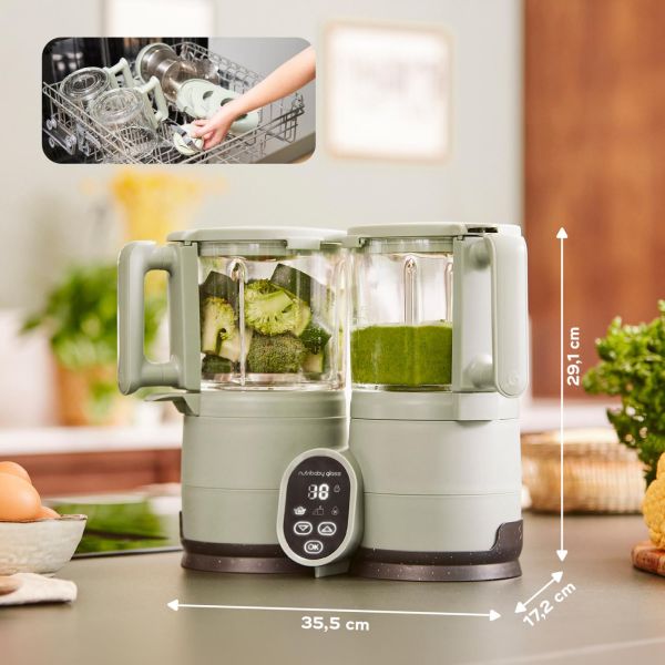 Robot cuiseur bébé Nutribaby Glass Celadon Green avec 2 Babybols 250 ml