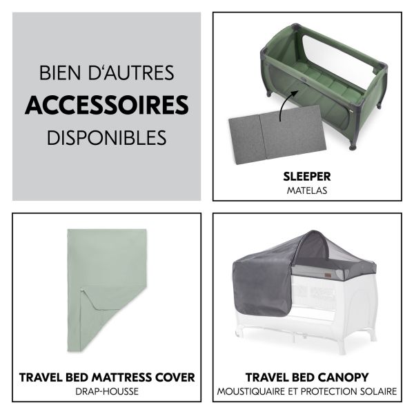 Lit parapluie 3 en 1 Play N Relax center Dark-Green + Matelas additionnel