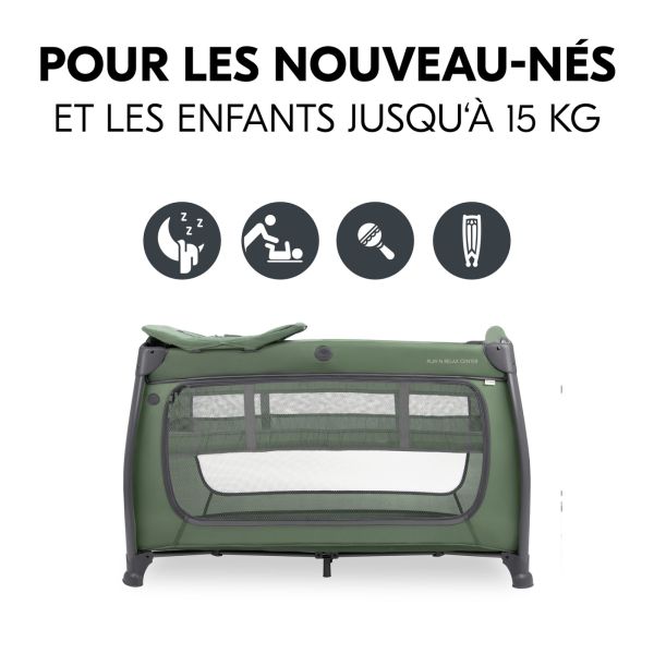Lit parapluie 3 en 1 Play N Relax center Dark-Green + Matelas additionnel