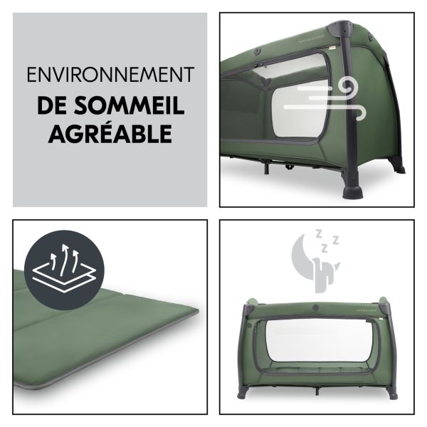 Lit parapluie 3 en 1 Play N Relax center Dark-Green + Matelas additionnel