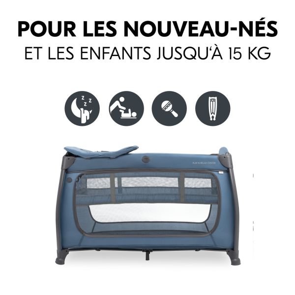 Lit parapluie 3 en 1 Play N Relax center Dark-Blue + Matelas additionnel