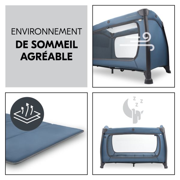 Lit parapluie 3 en 1 Play N Relax center Dark-Blue + Matelas additionnel
