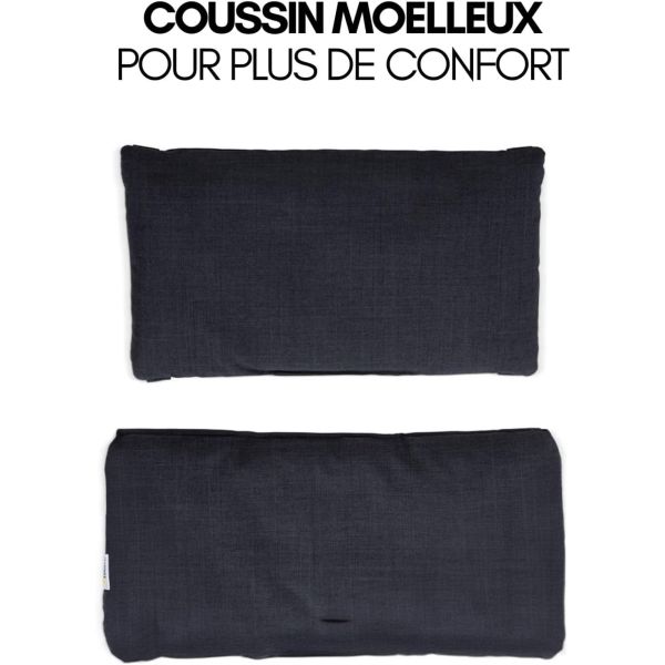 Pack Chaise haute évolutive Alpha+ Naturelle + Coussin Deluxe Noir