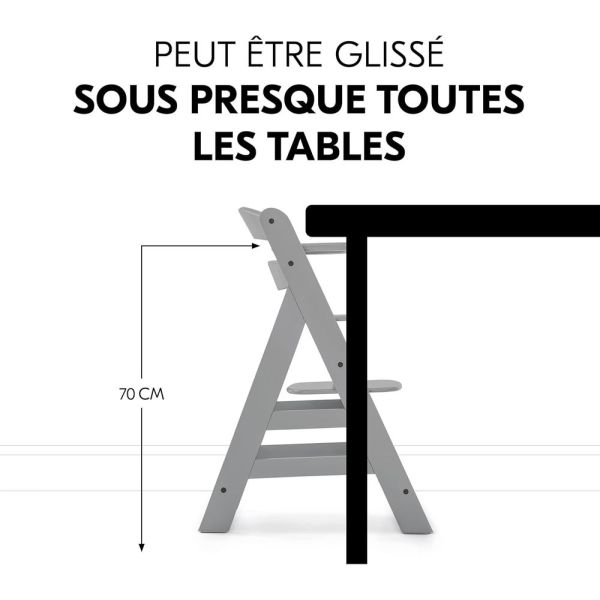 Pack Chaise haute évolutive Alpha+ Grise + Coussin Deluxe Noir