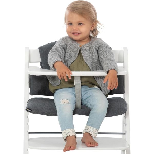Pack Chaise haute évolutive Alpha+ Grise + Coussin Deluxe Noir