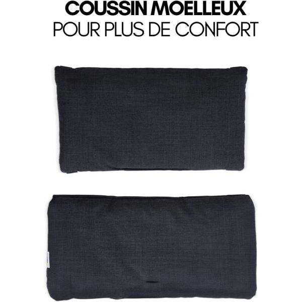Pack Chaise haute évolutive Alpha+ Blanc + Coussin Deluxe Noir