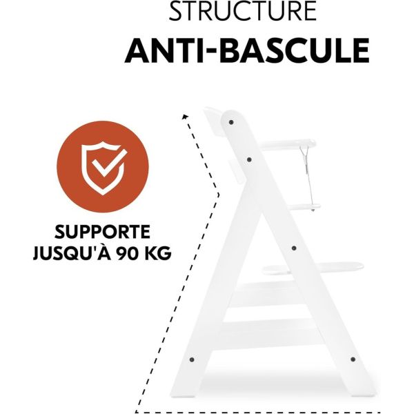 Pack Chaise haute évolutive Alpha+ Blanc + Coussin Deluxe Noir