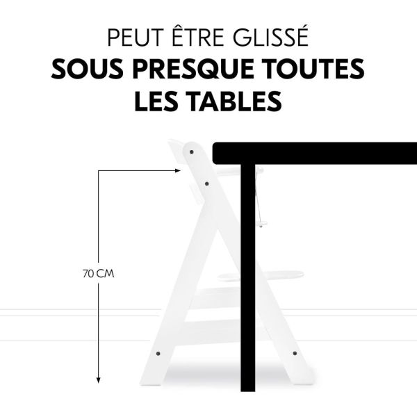 Pack Chaise haute évolutive Alpha+ Blanc + Coussin Deluxe Noir