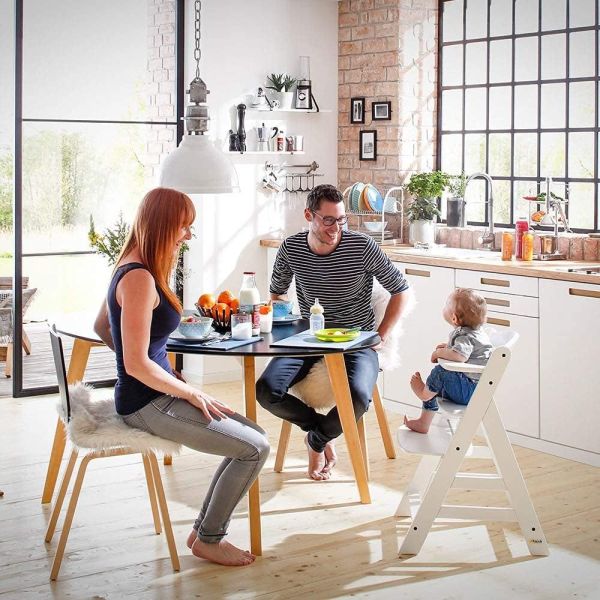 Pack Chaise haute évolutive Alpha+ Blanc + Coussin Deluxe Noir