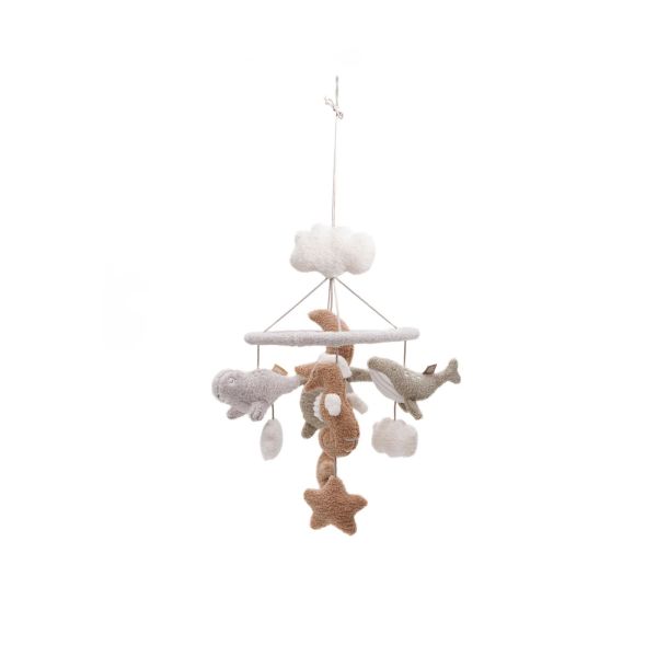Pack support mobile bébé bois + mobile d’éveil bébé Deepsea