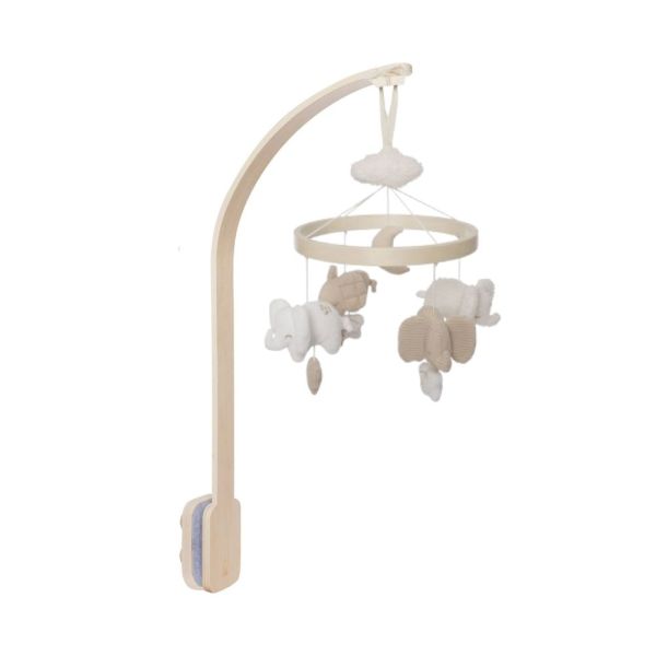 Pack support mobile bébé bois + mobile d’éveil bébé Elephant Tales